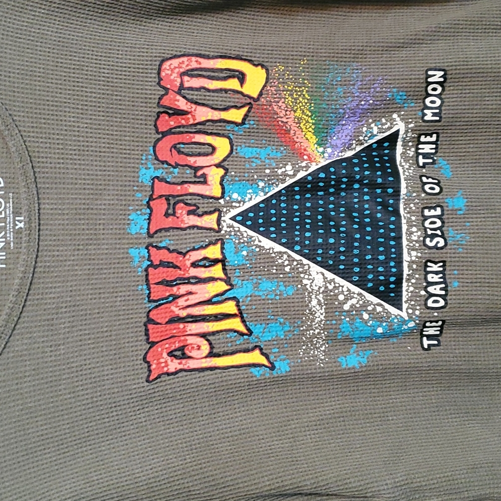 Pink Floyd Olive Green Long Sleeve Tee with Rainbow Prism Graphic